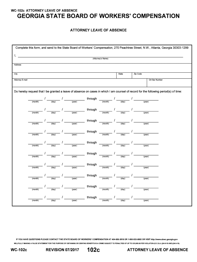 Attorney Leave of Absence State Board of Workers  Form