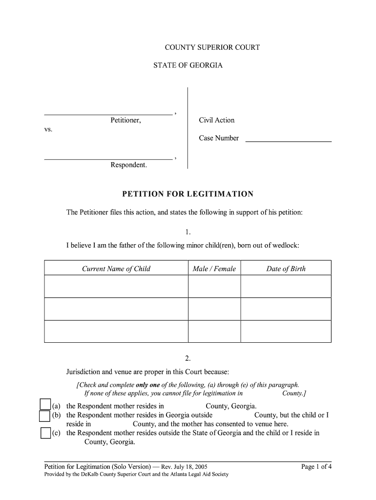 INSTRUCTIONS on LEGITIMATION Why Should Children Be  Form