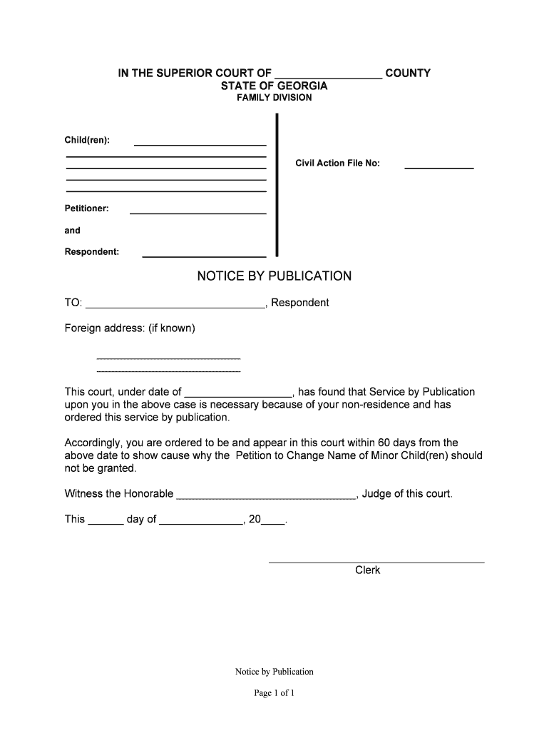 Georgia Minor Name Change Fillable Forms Fill Online