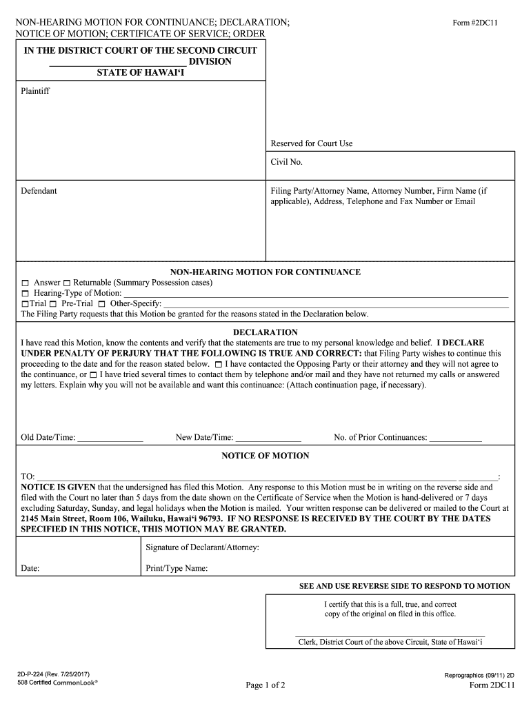 JudiciaryDistrict Court Forms for Oahu First Circuit