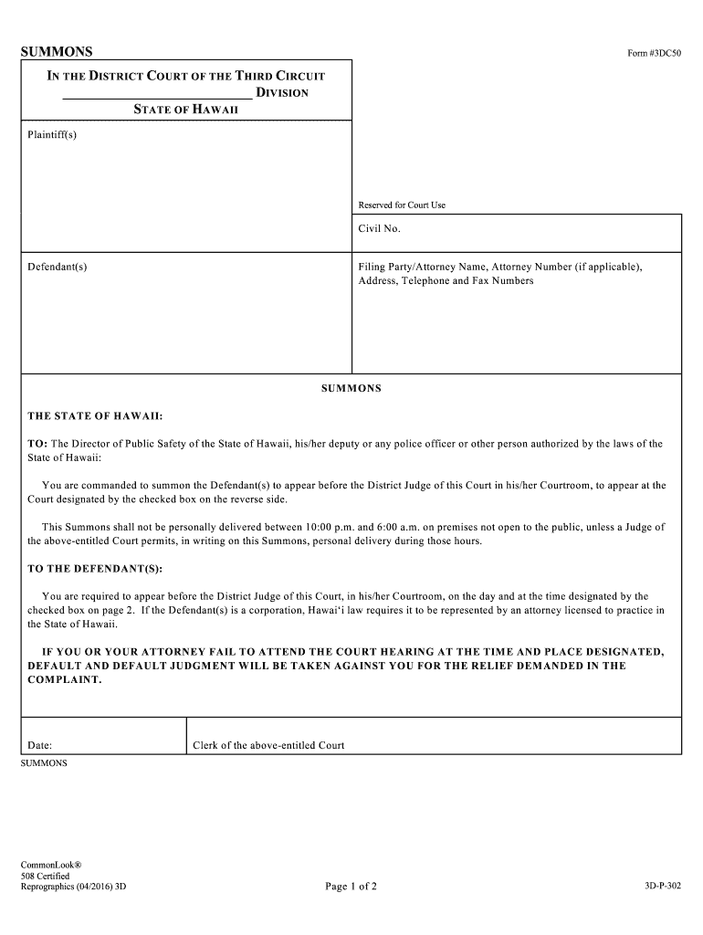 UNDERSTANDING United States District Court District of Hawaii  Form