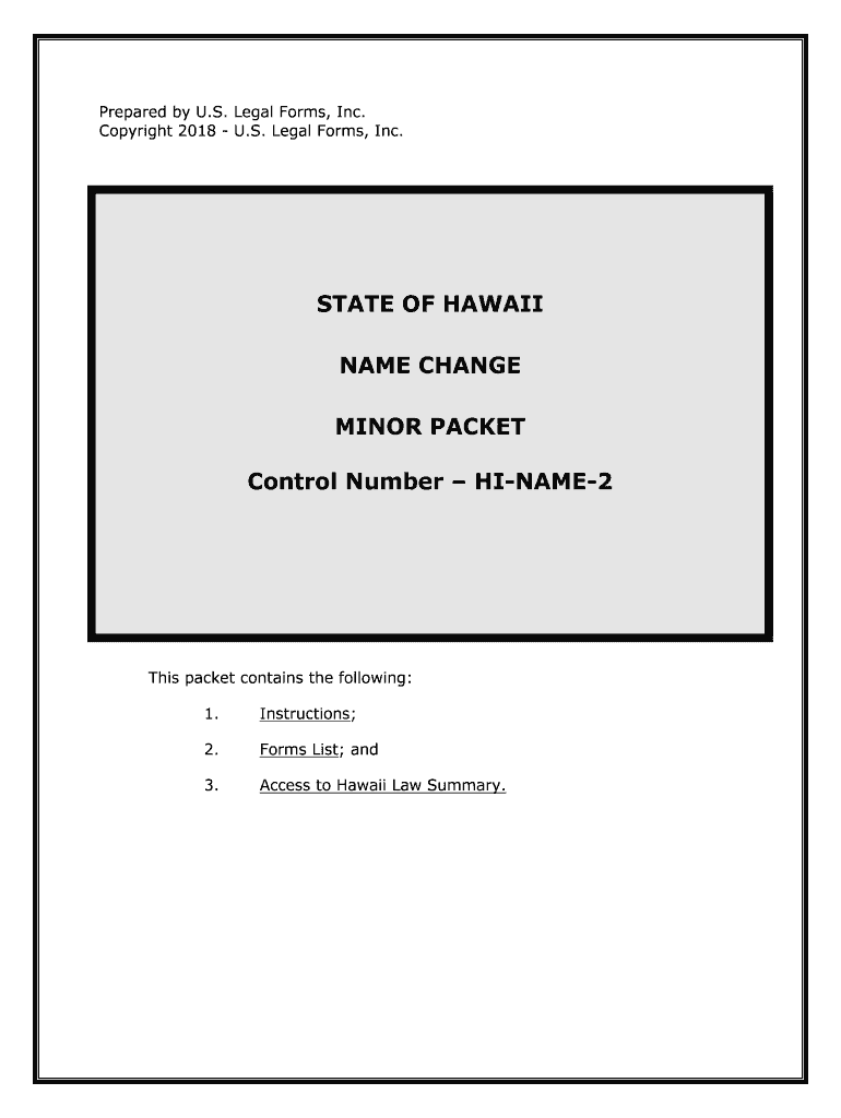 Hawaii Minor Name Change Minor Name Change  Form