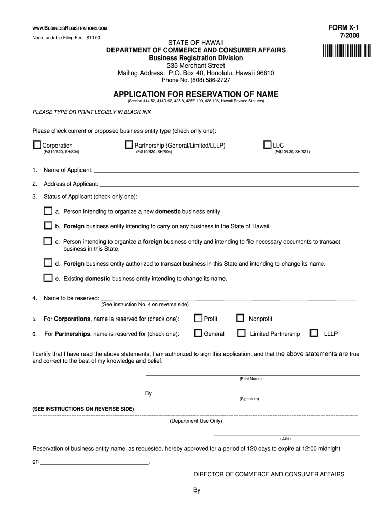 Nonrefundable Filing Fee $10  Form