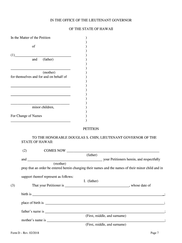 FORM D Hawaii Gov