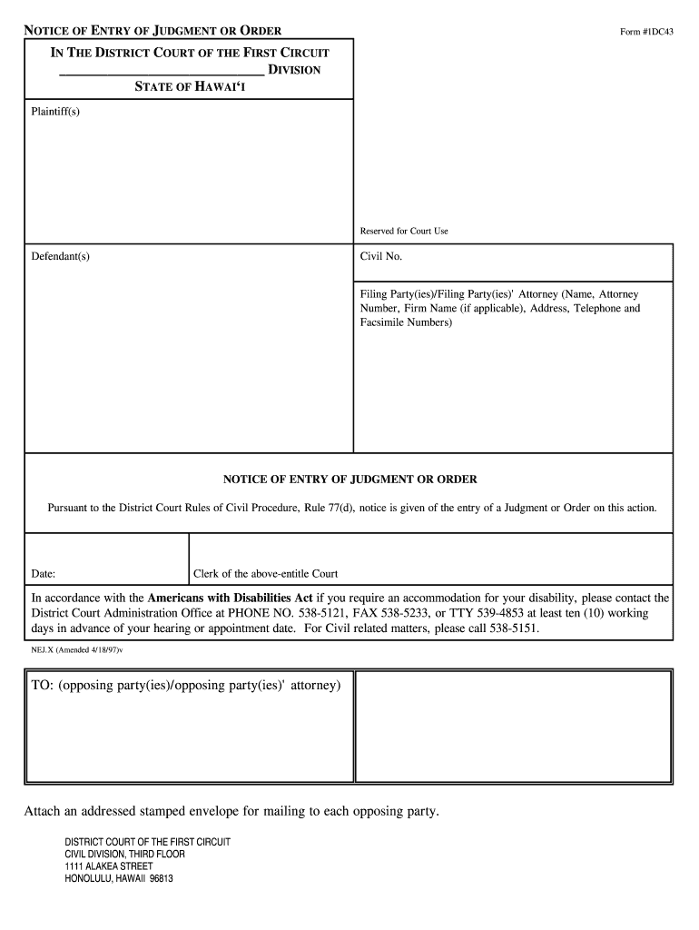 I Received a &amp;quot;Notice of Entry of Judgment&amp;quot; for a Divorce  Form