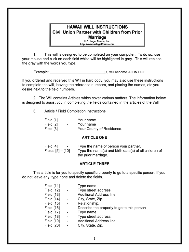 Civil Union Partner with Children from Prior  Form