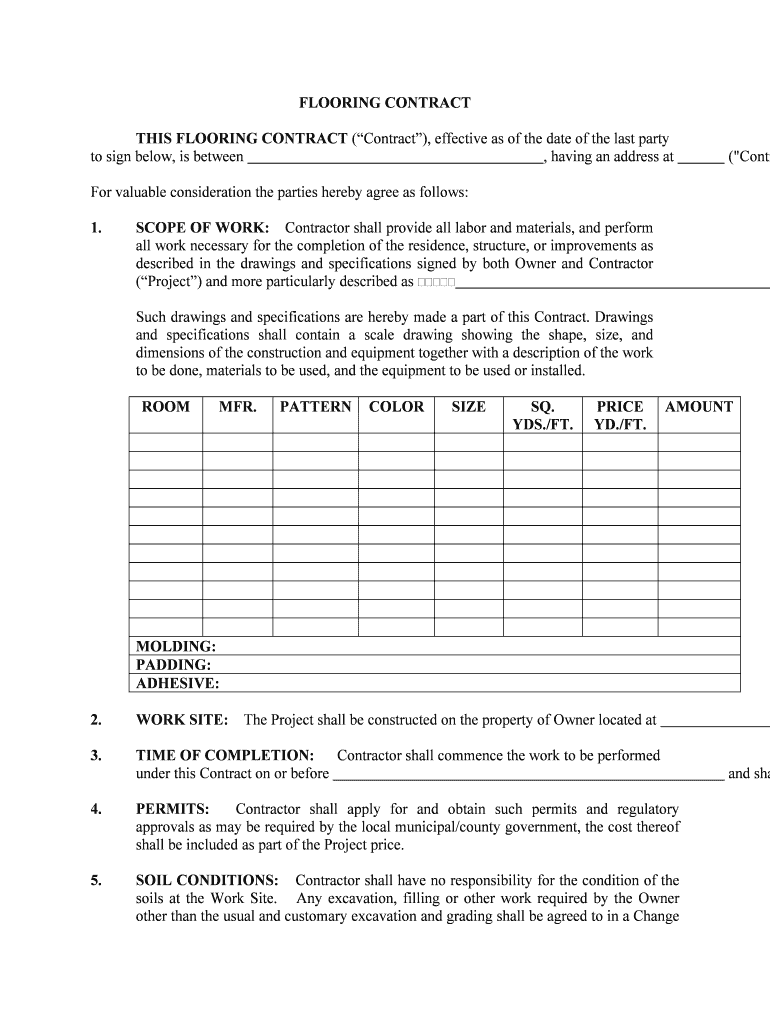 THIS FLOORING CONTRACT Contract, Effective as of the Date of the Last Party  Form