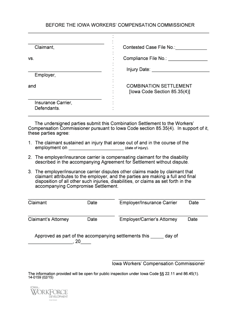 COMBINATION SETTLEMENT  Form