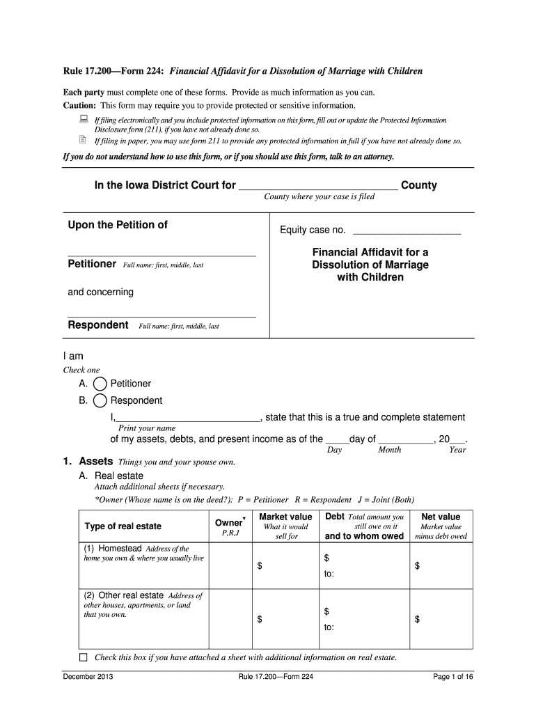 Bill of Sale Form Iowa Petition for Dissolution of Marriage