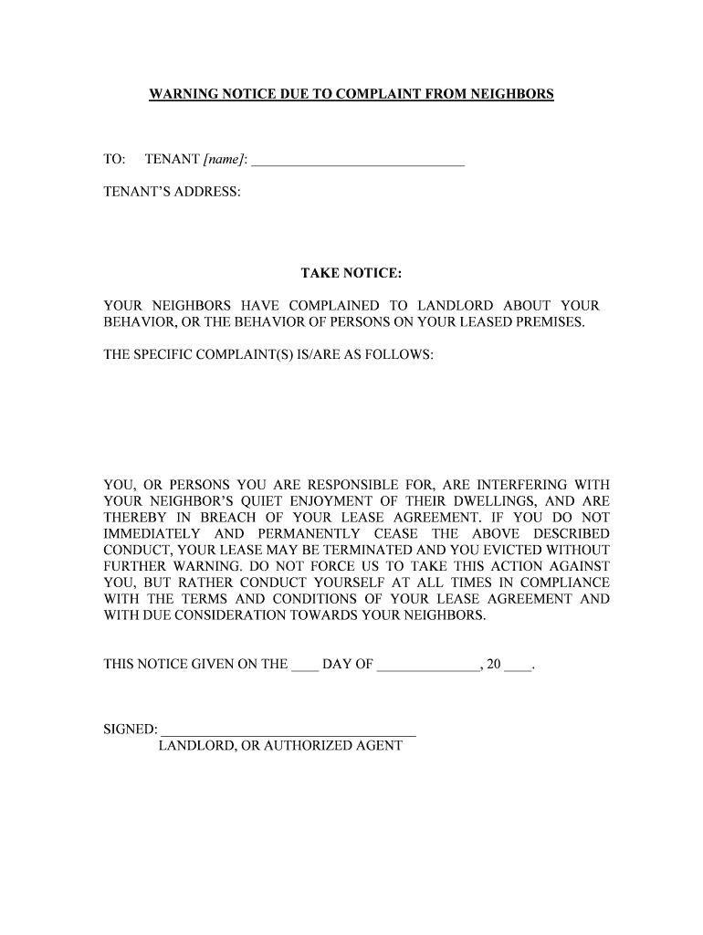 CONDUCT, YOUR LEASE MAY BE TERMINATED and YOU EVICTED WITHOUT Form