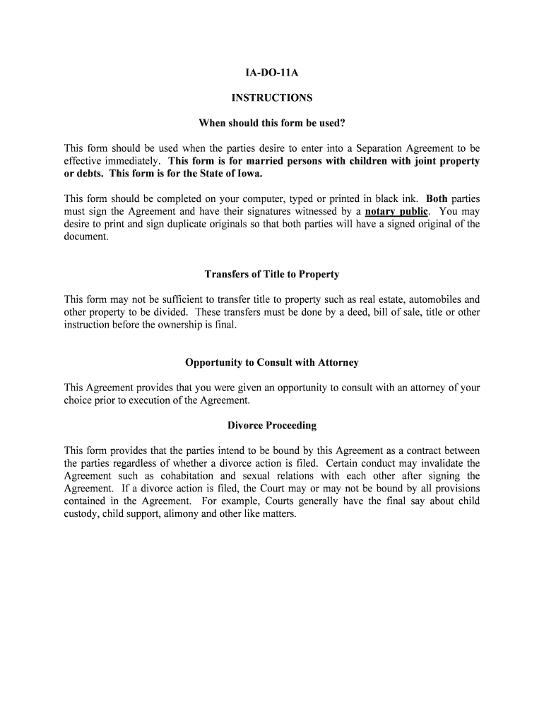 IA DO 11A INSTRUCTIONS Both the Agreement and Have Their  Form