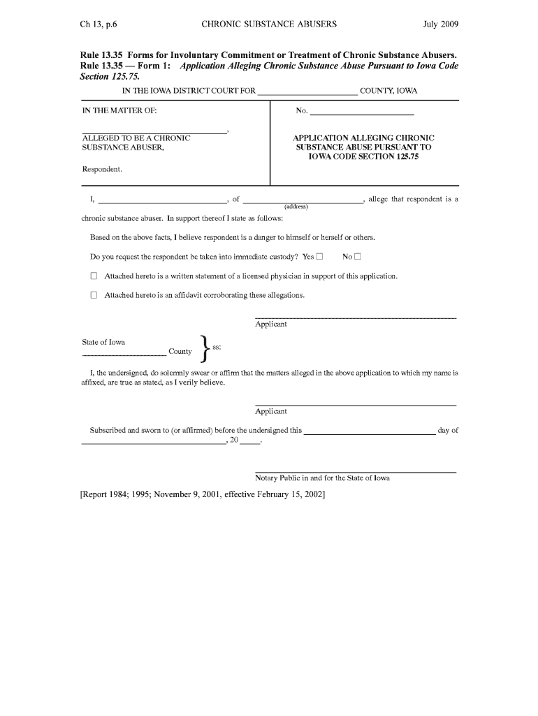 CHRONIC SUBSTANCE ABUSERS  Form