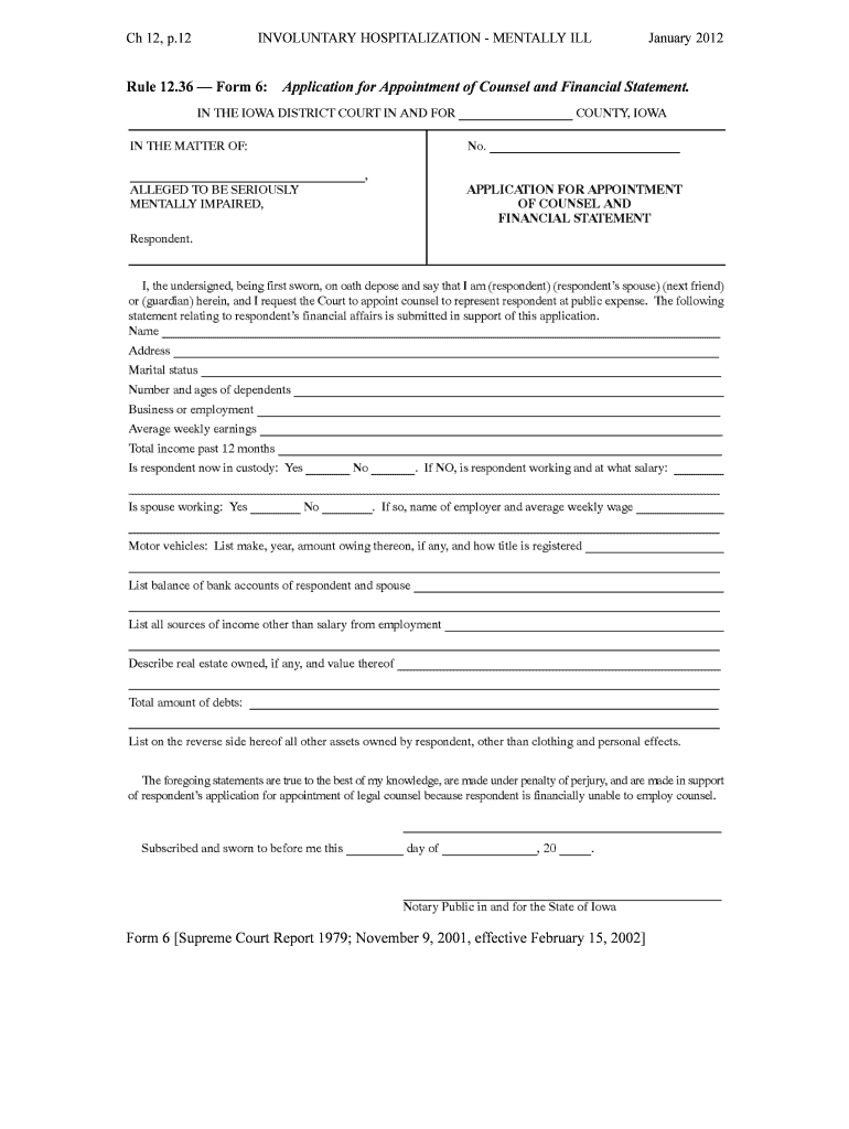 Financial Affidavit &amp;amp; Application for Court Appointed Counsel  Form