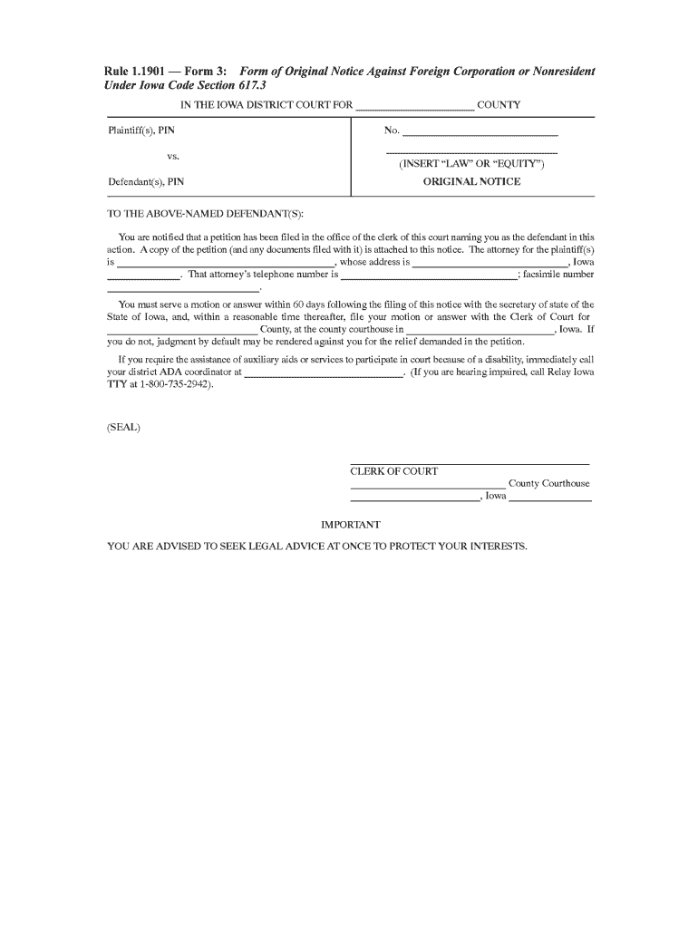 Iowa Code 617 3Foreign Corporations or Nonresidents  Form