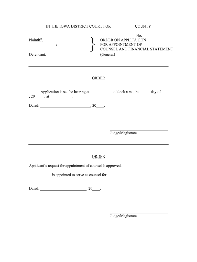 COUNSEL and FINANCIAL STATEMENT  Form