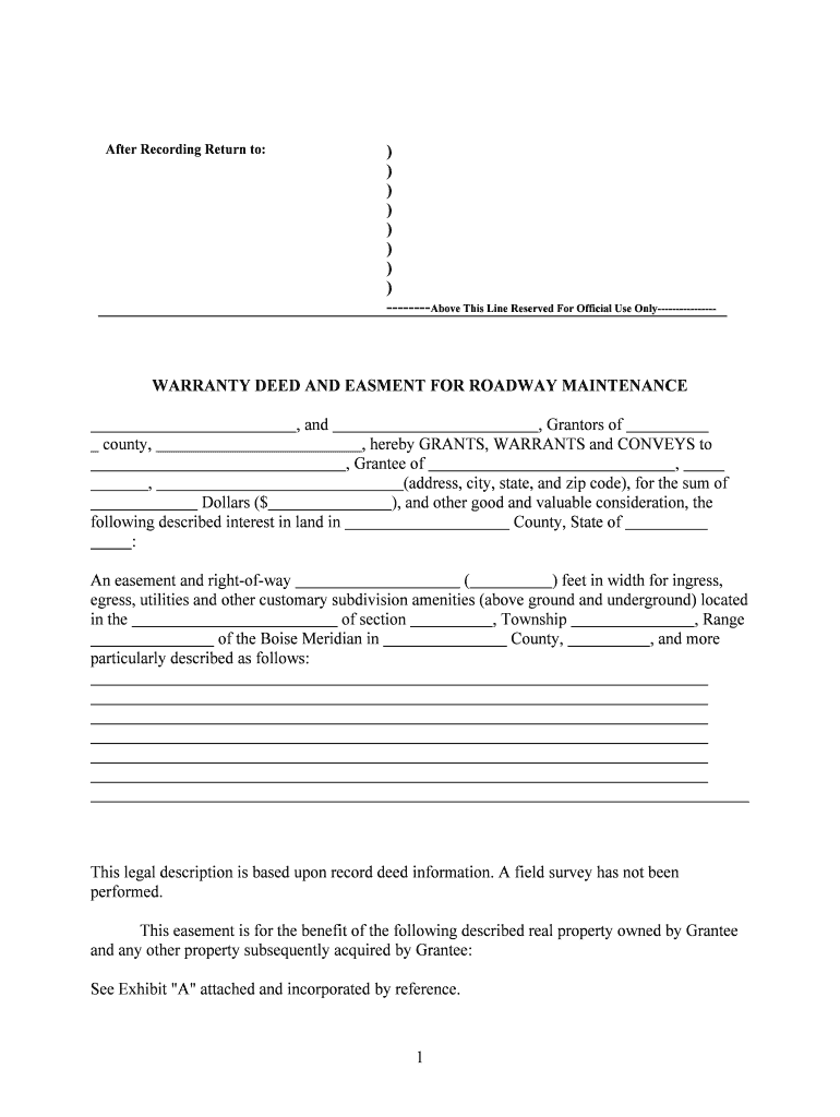 1 Special Warranty Deed and Reservation of Easements  Form