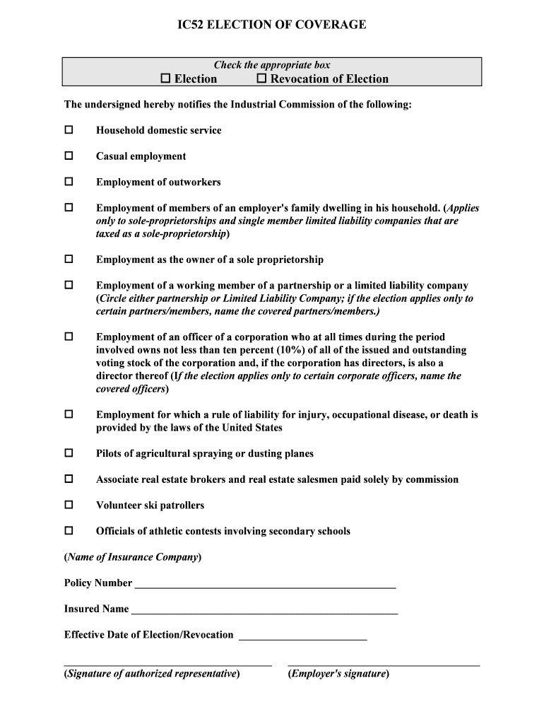 IC52 ELECTION of COVERAGE Election Revocation Justia  Form