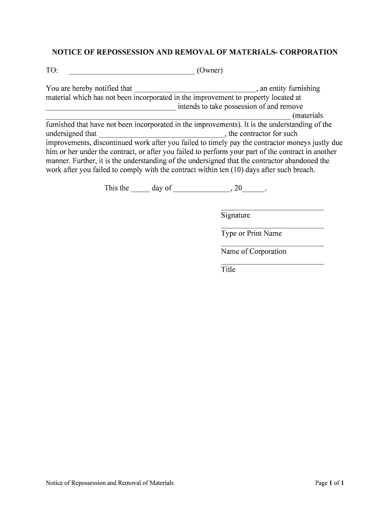 Required Notices in Car RepossessionsNolo  Form