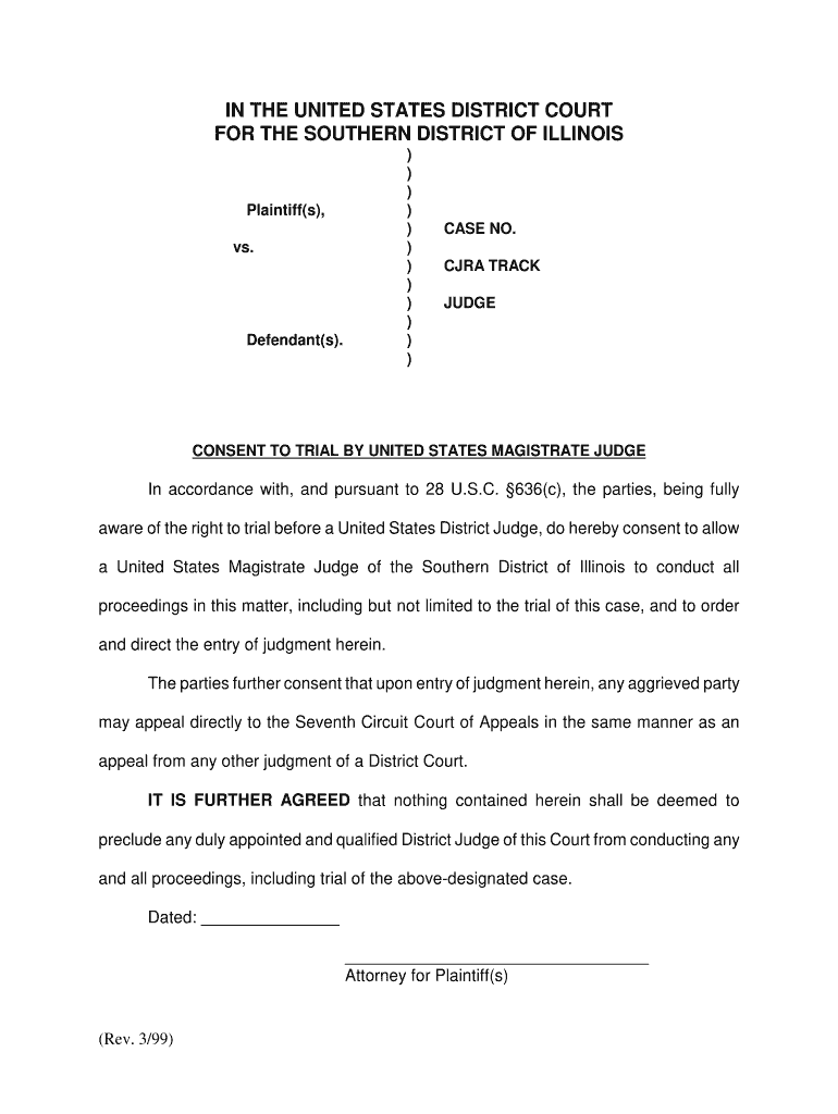 US District Court for the Southern District of Illinois Justia  Form