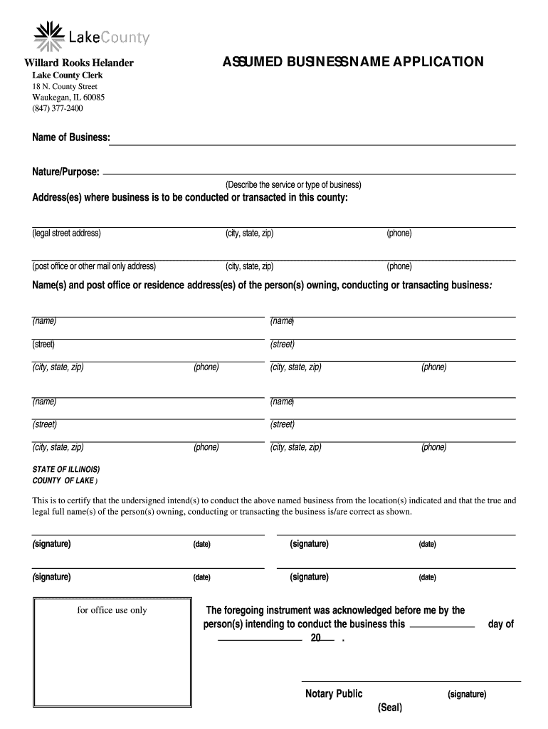 Assumed Business Name Application Assumed Business Name Application  Form