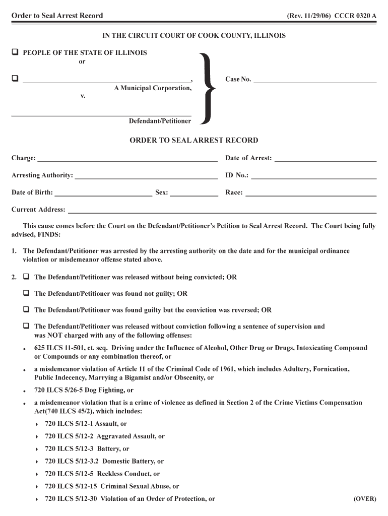 Expungement and Sealing Packet Clerk of the Circuit Court  Form