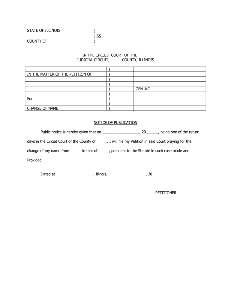 STATE of ILLINOIS CIRCUIT COURT for the JUDICIAL CIRCUIT  Form