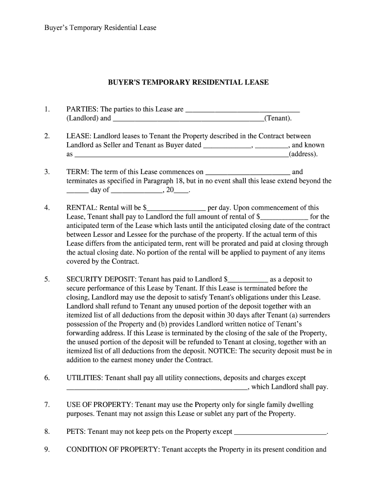 Landlord as Seller and Tenant as Buyer Dated , , and Known  Form