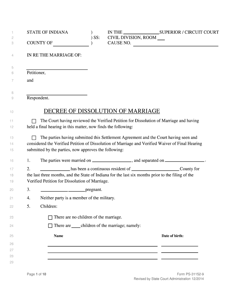 The Court Having Reviewed the Verified Petition for Dissolution of Marriage and Having  Form