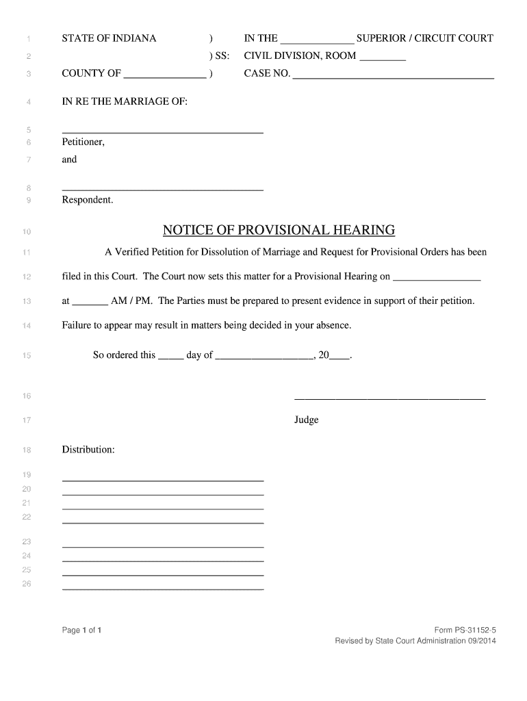 NOTICE of PROVISIONAL HEARING  Form