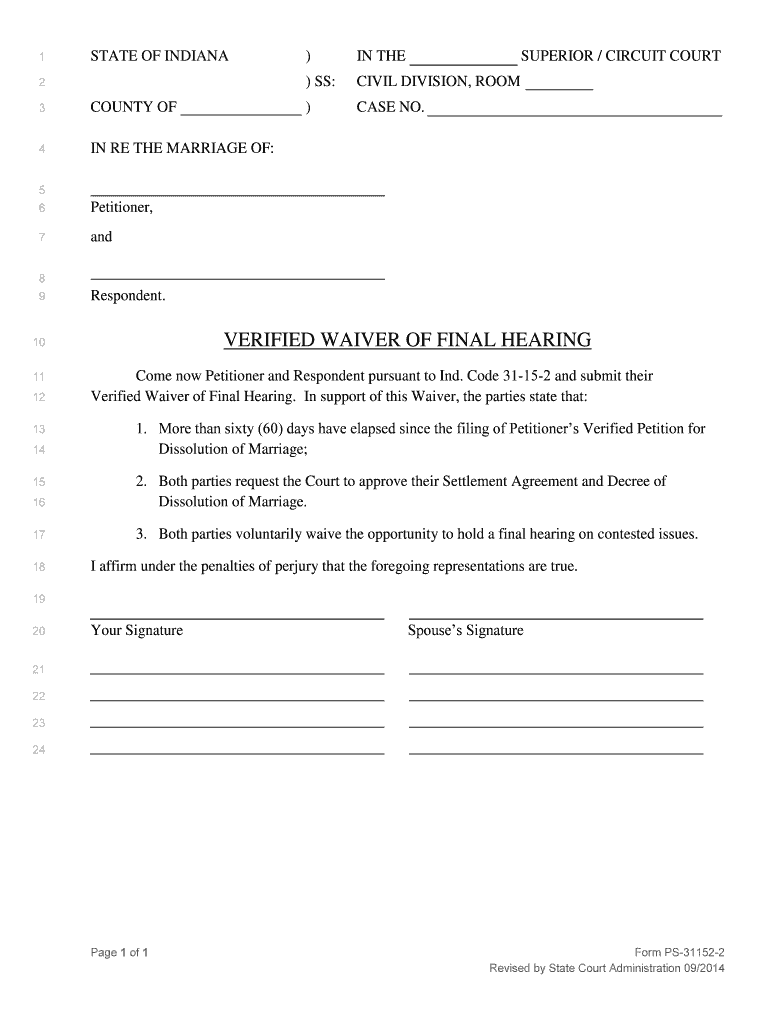 Waiver Final Hearing  Form