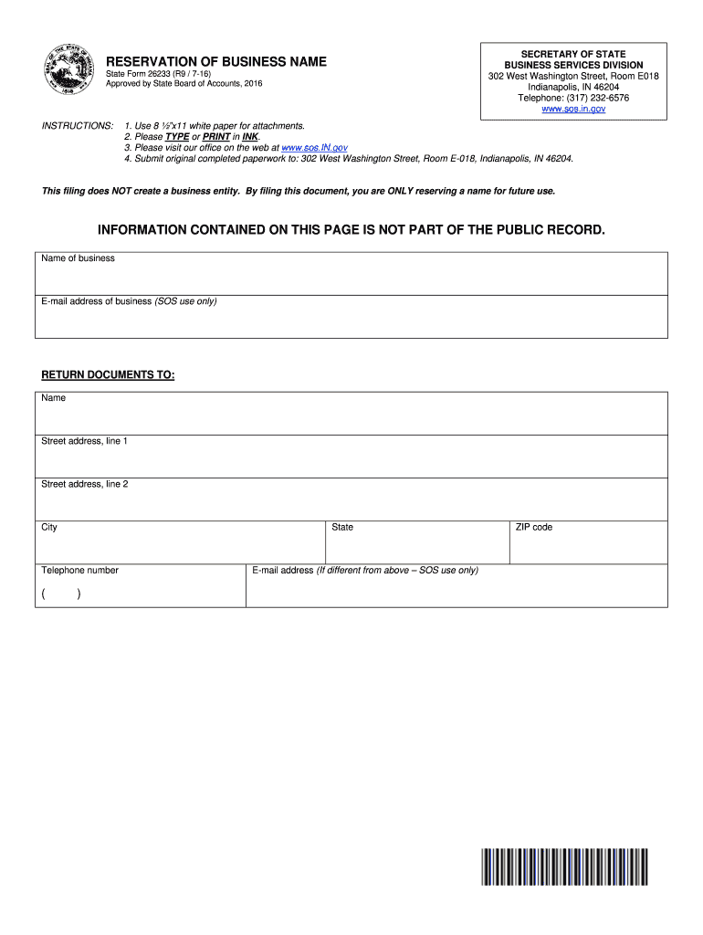 State Form 48275 Download Fillable PDF, Indiana Business