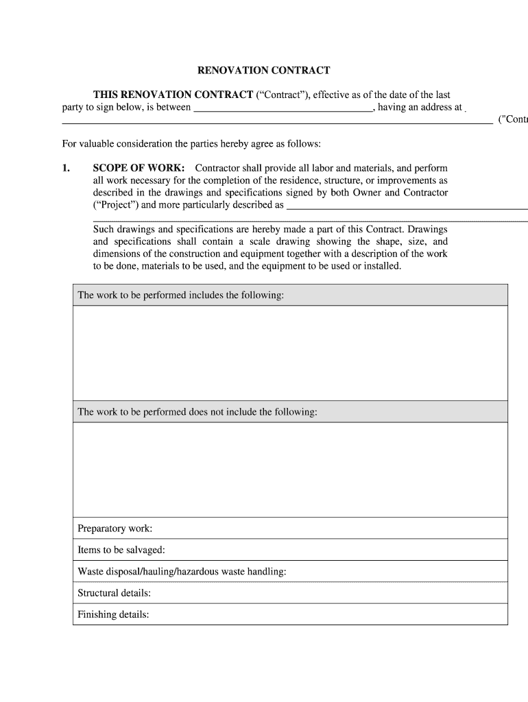 Renovation Contract WHEDA  Form