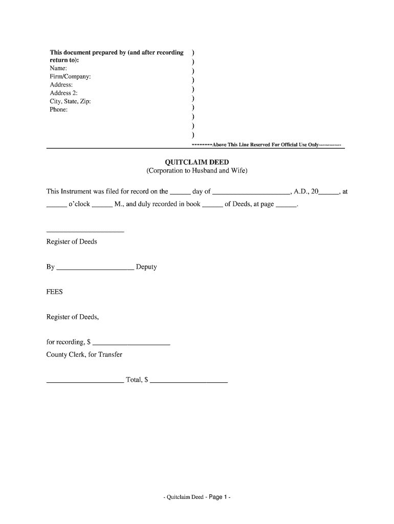 Quitclaim Deed Page 1  Form