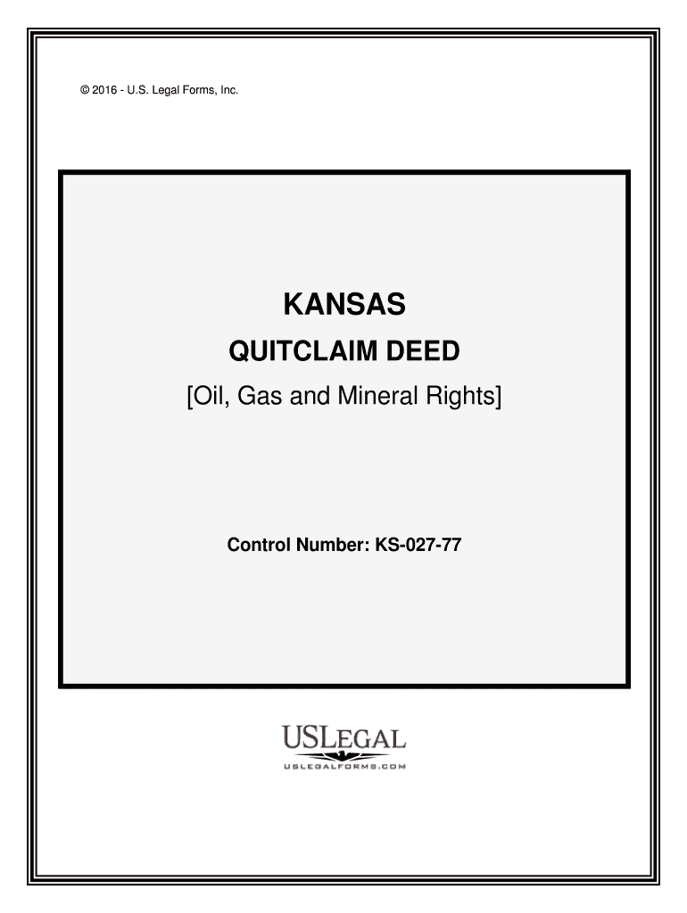 Kansas Quitclaim Deed Mineral Rights US Legal Forms