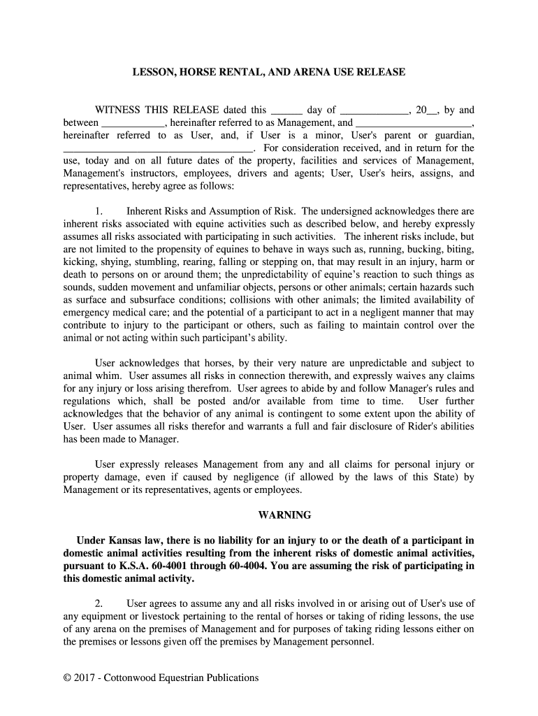 Under Kansas Law, There is No Liability for an Injury to or the Death of a Participant in  Form