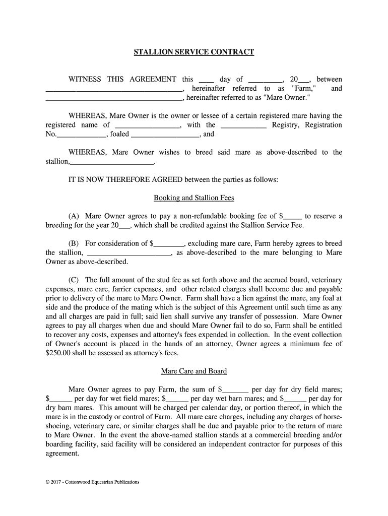 STALLION SERVICE CONTRACT Judge My Class  Form