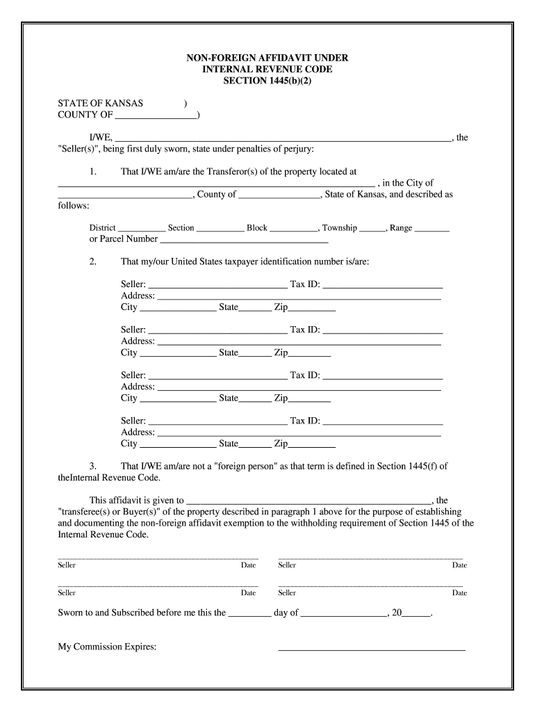 , County of , State of Kansas, and Described as  Form