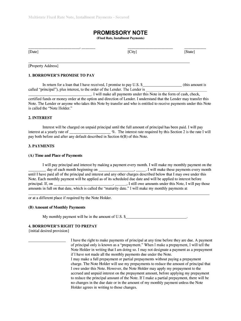 Multistate Adjustable Rate Note WSJ One Year LIBOR Form