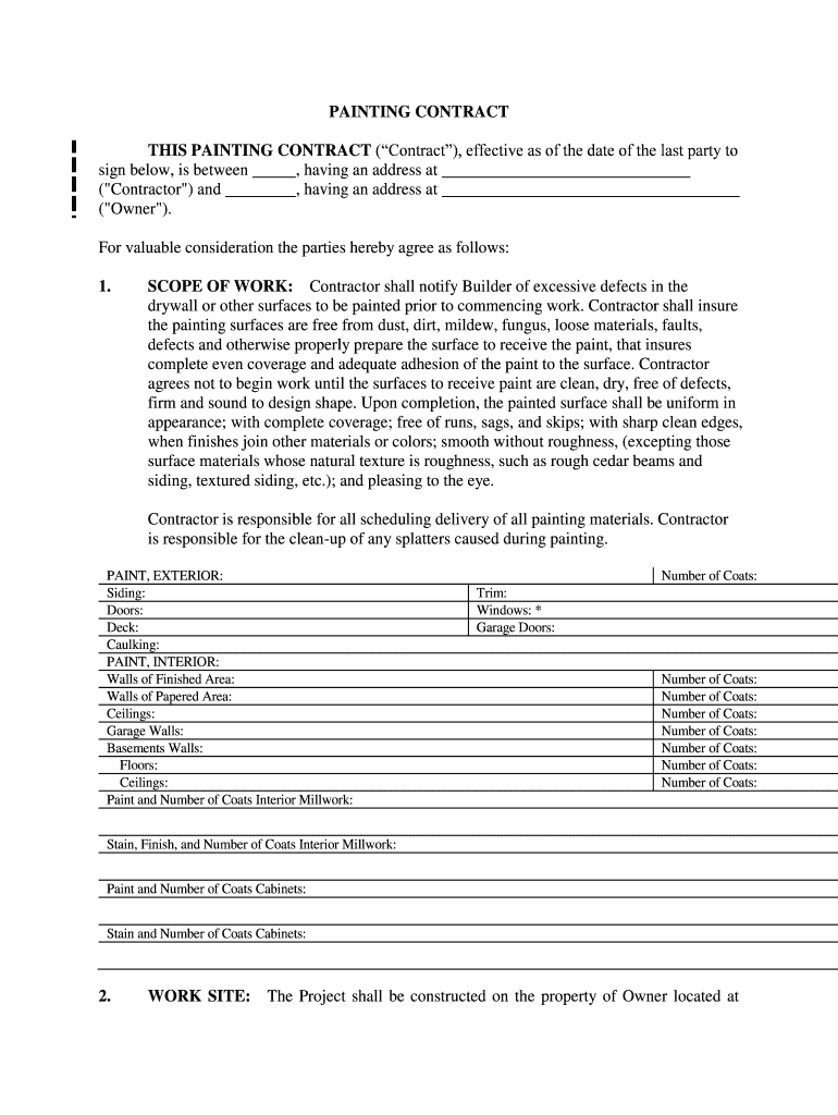 Drywall or Other Surfaces to Be Painted Prior to Commencing Work  Form