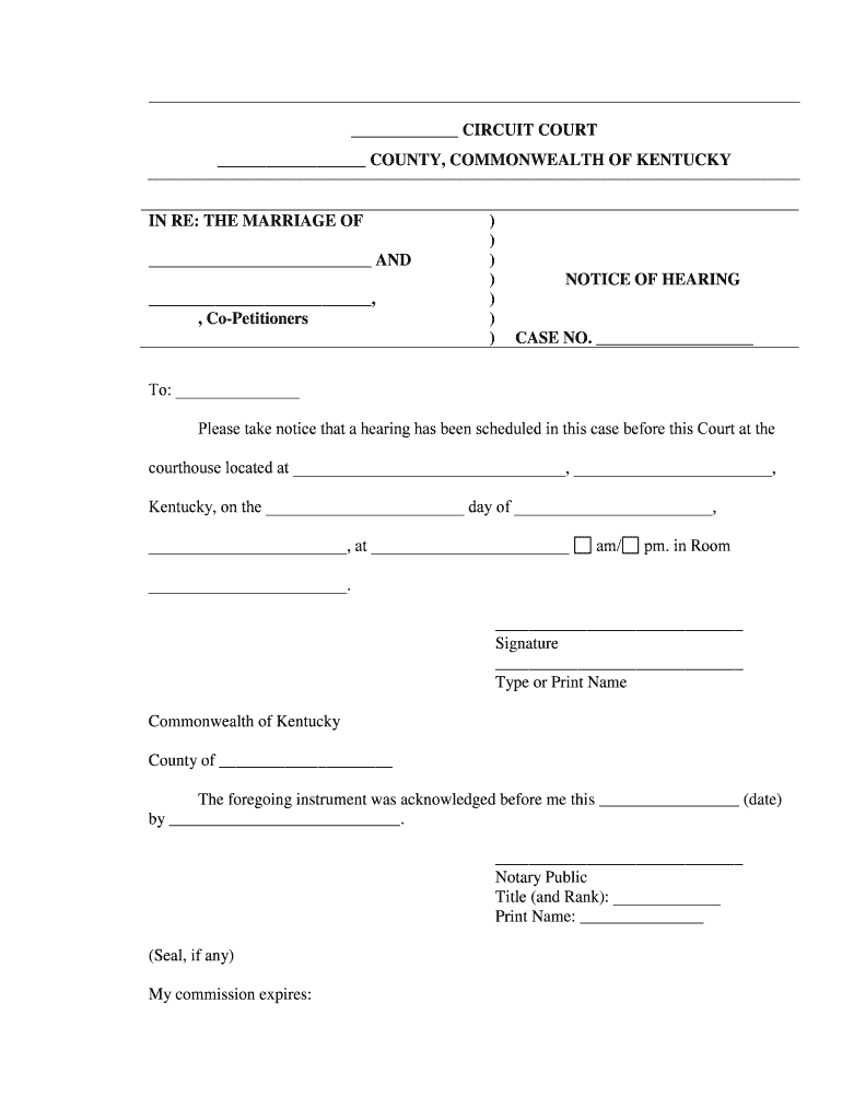 COUNTY, COMMONWEALTH of KENTUCKY  Form