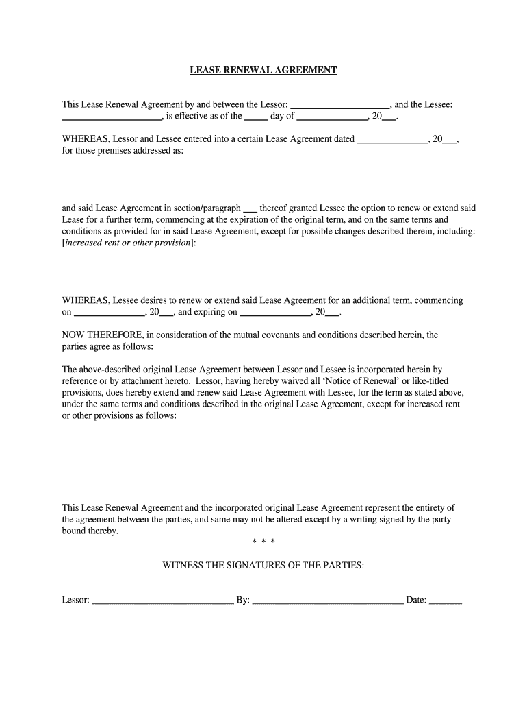 Under the Same Terms and Conditions Described in the Original Lease Agreement, Except for Increased Rent  Form