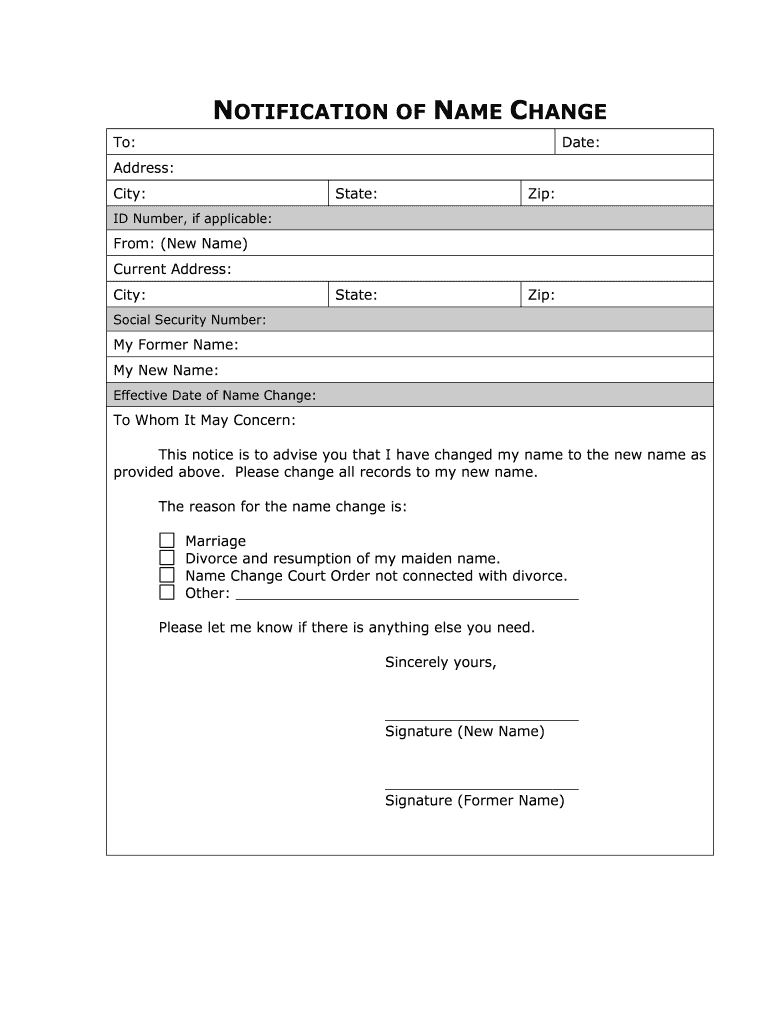 Name Change Court Order Not Connected with Divorce  Form