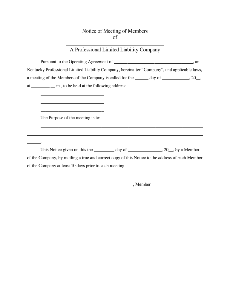 Kentucky Limited Liability Company Operating Agreement  Form