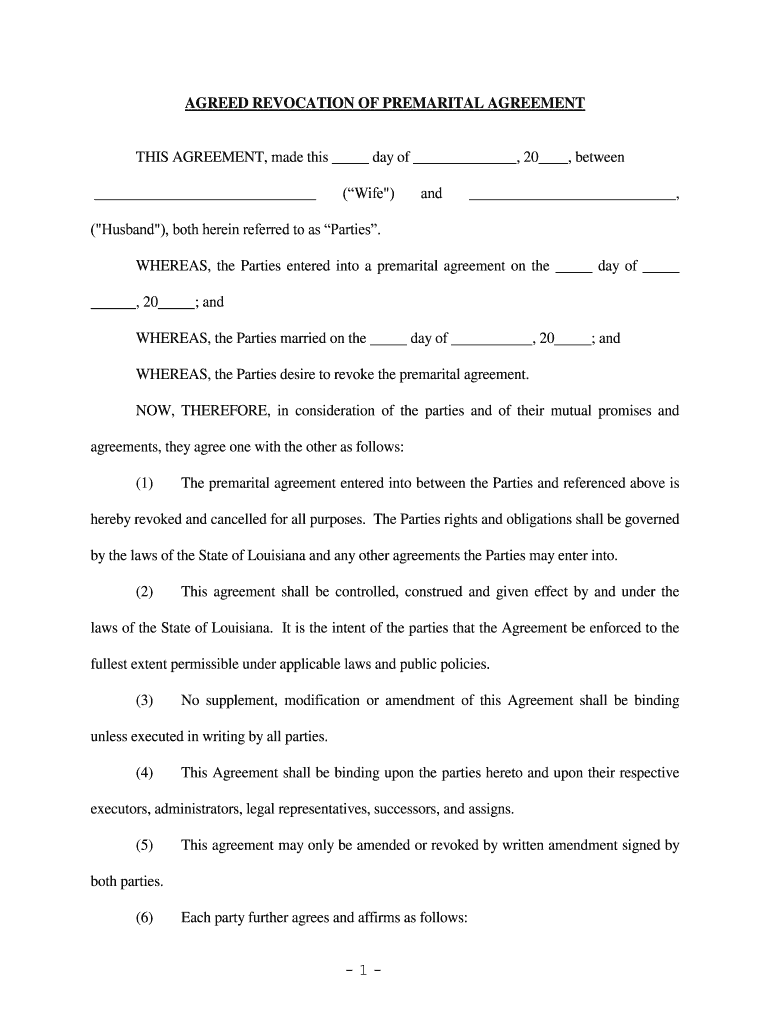 By the Laws of the State of Louisiana and Any Other Agreements the Parties May Enter into  Form