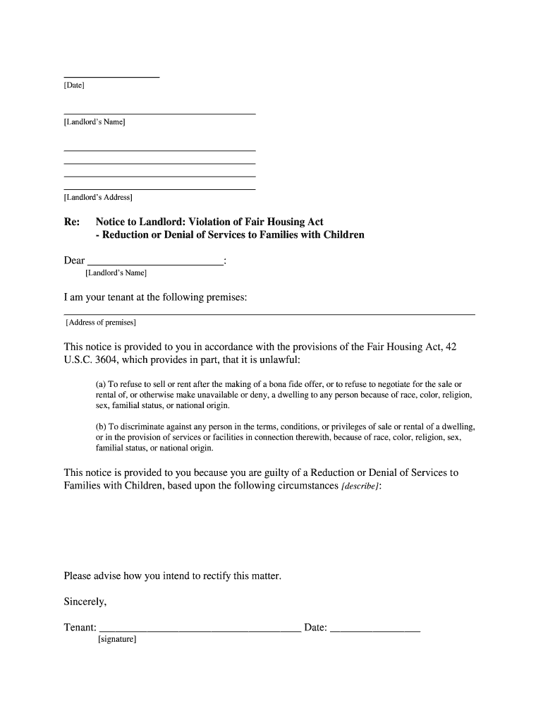 Sex, Familial Status, or National Origin  Form