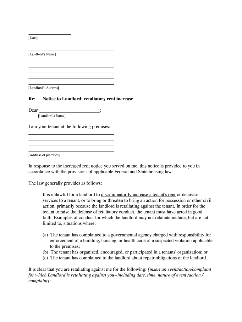 Conduct Will Be Used as a Defense to Any Eviction Proceeding, Where I Will Request Punitive  Form