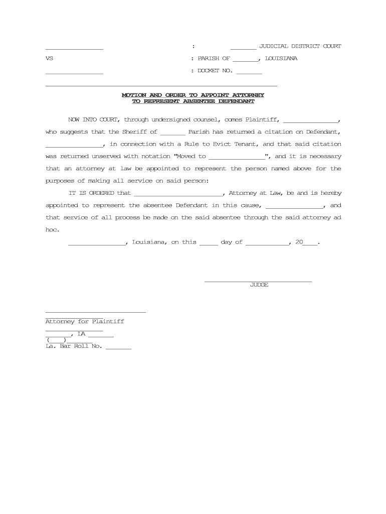 MOTION and ORDER to APPOINT ATTORNEY  Form
