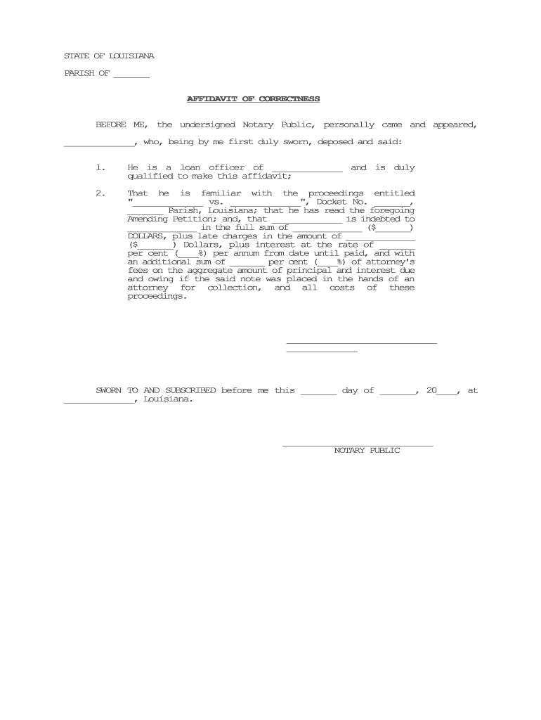 AFFIDAVIT of AGE and INCOME State of Louisiana Parish  Form