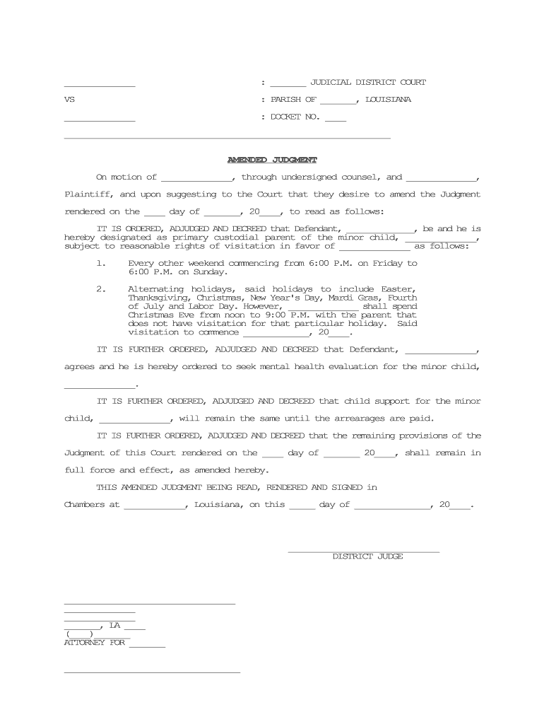 NINETEENTH JUDICIAL DISTRICT COURT for the PARISH of EAST  Form