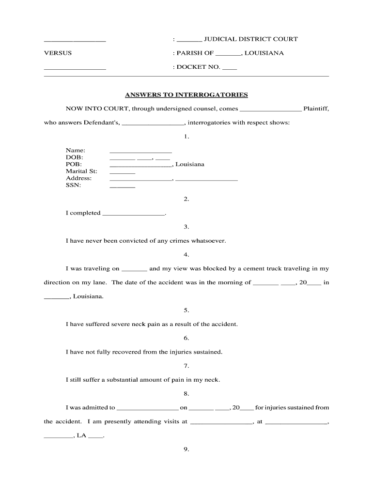 NOW into COURT, through Undersigned Counsel, Comes Plaintiff,  Form